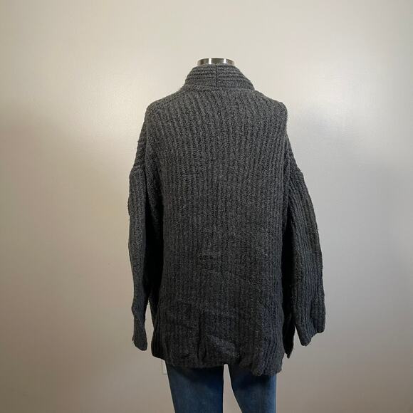 J. Crew • Oversized Ribbed Shawl Cardigan Carbon - Picture 3 of 4